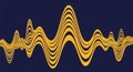 Abstract sound wave visualization with yellow stripes on dark blue Royalty Free Stock Photo