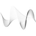 Abstract soundwave smooth curved lines from dots halftone Design element Technological background with a line in the wave form
