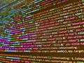 Abstract source code background. Coding css on mornitor at the office - for background or montage product. Matrix flat design. Royalty Free Stock Photo