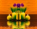 Abstract spa concept with flower, candle, water, spa product