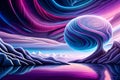 Abstract space background with blue and purple waves. Vortex starry illustration, digital, generative ai