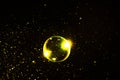 Abstract space background of yellow soap bubbles with flare Royalty Free Stock Photo