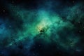 abstract space background nebula galaxy, universe in green and blue colors Royalty Free Stock Photo