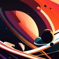 Abstract space background with planets, stars and comets. Vector illustration generative AI Royalty Free Stock Photo