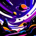 Abstract space background with planets, stars and comets. Vector illustration generative AI Royalty Free Stock Photo