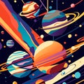Abstract space background with planets, stars and galaxies. Vector illustration. AI Generated Royalty Free Stock Photo