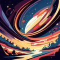 Abstract space background with planets, stars and galaxy. Vector illustration. Generative AI Royalty Free Stock Photo