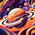 Abstract space background with planets, stars and galaxy. Vector illustration. Generative AI Royalty Free Stock Photo