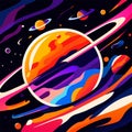 Abstract space background with planets, stars and nebula. Vector illustration. AI generated Royalty Free Stock Photo