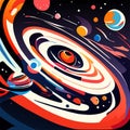 Abstract space background with planets, stars and nebula. Vector illustration AI generated Royalty Free Stock Photo