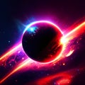 Abstract space background with planets, stars and nebula. Vector illustration generative AI Royalty Free Stock Photo