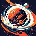 Abstract space background with planets and stars. Vector illustration in flat style AI Generated Royalty Free Stock Photo