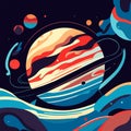 Abstract space background with planets and stars. Vector illustration in a flat style. AI generated Royalty Free Stock Photo