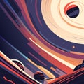 Abstract space background with planets and stars. Vector illustration in a flat style. AI generated Royalty Free Stock Photo