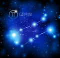 Abstract space background with stars and Gemini constellation