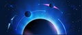 Abstract space banner. Earth and planets with stars on the background. Astronomy and science. Royalty Free Stock Photo