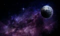 Abstract space 3d illustration, 3d image, beautiful planet in a bright nebula of stars in space Royalty Free Stock Photo