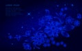 Abstract space embroidery flower decoration background. Dark blue night sky stars