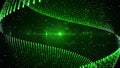 Abstract Space Green Shiny Blurry Focus Swirl Wave Pattern Dots Lines With Glitter Sparkle Optical Light Flare