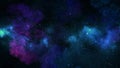 Abstract space illustration of blue and pink clouds and fractal stars on black background. Used for design and creativity, for Royalty Free Stock Photo