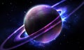 Abstract space illustration, 3d image, bright abstract planet with rings in the cosmic starry sky Royalty Free Stock Photo