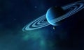 Abstract space illustration, 3d image, Jupiter planet, nebula, space Royalty Free Stock Photo
