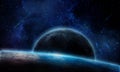 Abstract space illustration, 3D image, planet Earth and the shining of stars Royalty Free Stock Photo