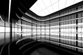 Abstract space interior modern style luxury black and white hall in side office building for background 3d render Royalty Free Stock Photo