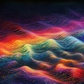 Abstract flow with line rainbow waves on dark background Royalty Free Stock Photo