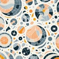 Abstract Space Pattern with Celestial Bodies and Geometric Shapes, AI Generated