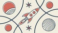 Abstract Space Theme Rocket Planets Atoms Vector, vector design Generative AI Royalty Free Stock Photo