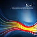 Abstract spain flag, background. Blurred pattern of lines in the colors spanish flag in blue sky, business booklet. State banner