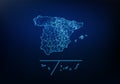 Abstract of Spain Provinces map network, internet and global connection concept, Wire Frame 3D mesh polygonal network line, design Royalty Free Stock Photo