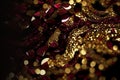 Abstract sparkle gold and burgundy glitter background, brilliant light AI Generated