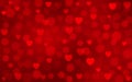 Vector Abstract Hearts and Bokeh in Red Background Royalty Free Stock Photo