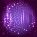 Abstract sparkling circle on purple background.