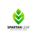 Abstract Spartan Leaf Green Helmet Logo Design Vector Illustration Royalty Free Stock Photo