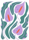 Abstract spathiphyllum flowers on isolated background. Matisse style