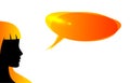 Abstract speaker silhouette with speech bubble