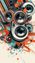 Abstract Speakers amidst Energetic Soundwave Art. Music for Exercise and Motivation