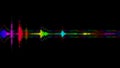 Abstract spectrum line bounce spectral wave design on black background vibrating waveform audio music futuristic animation.