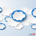 Abstract speech bubbles in the shape of clouds used in a social