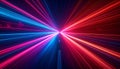 Abstract Speed Motion Blur With Red Blue Neon Light Trails On Highway At Night Royalty Free Stock Photo
