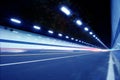 Abstract speed motion in urban highway road tunnel Royalty Free Stock Photo