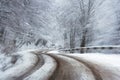 Abstract speed road in winter forest Royalty Free Stock Photo