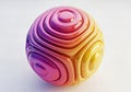 Abstract Sphere with Concentric Rings and Gradient Color, 3D Render Royalty Free Stock Photo