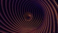 Abstract sphere flying inside dotted tunnel, seamless loop. Design. Beautiful ball moving inside digital colorful