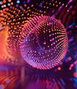 Abstract Sphere of Light Dots Digital Art generated using AI.