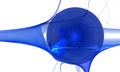 Abstract sphere and plasma rays. Blue reflections and refractions, stains and twirls on white. Royalty Free Stock Photo