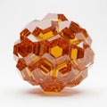 Abstract Geometric Sphere Composed of Orange Hexagonal Facets on White Background ball Royalty Free Stock Photo